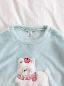 Genkimix Kids Ensemble de pyjama confortable et décontracté avec Top à manches longues et pantalon de couleur vert menthe minimaliste pour filles - Vert - Voir 3