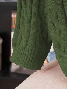 EMERY ROSE Áo len cổ tròn trang trí dây thừng xoắn lấy cảm hứng từ Blogger, đa năng cho mùa thu/đông - xanh quân đội - Xem 5
