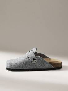 Solecia Women's Casual Buckle Design Slip-On Mules - Grey - View 4