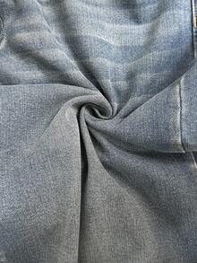 Elaquor 大码不对称腰牛仔裤蓝色高腰直筒裤秋冬休闲装，牛仔裤，女士冬季牛仔裤 - 中等水洗藍 - 查看 8