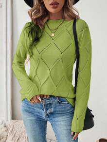 EMERY ROSE Suéter de cuello alto de manga larga, ajustado, de unicolor para mujer, otoño/invierno - Verde - Ver 5
