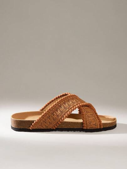 Solecia Sandalias planas de madera marrón cómodas para mujer