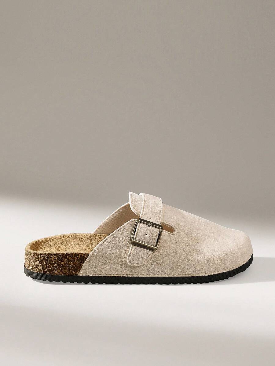Solecia 女士时尚厚底拖鞋，圆头方扣，配套鞋子 - 米色 - 查看 1
