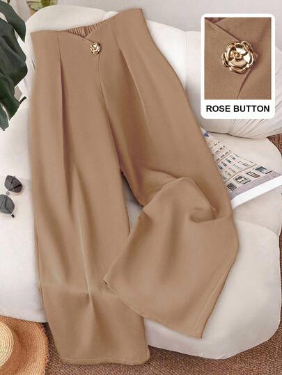 GlowEve CURVE 大码女式优雅 3D 花卉图案背心套装、时尚装饰纽扣西装外套和通勤长裤