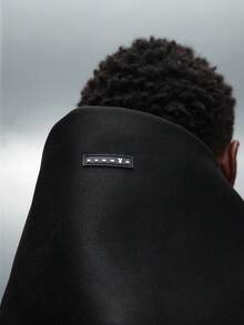 PLAYBOY X SUMWON Men's Cropped Grey Hoodie With Rhinestone Bunny Logo Overhead Pullover With Centre Pocket And Drawstring Hood - Black - View 7