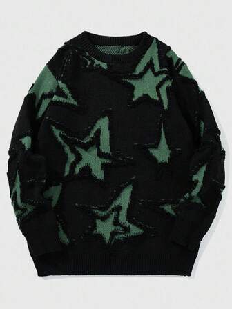 Street Life Men's Casual Star Pattern Sweater, Autumn/Winter