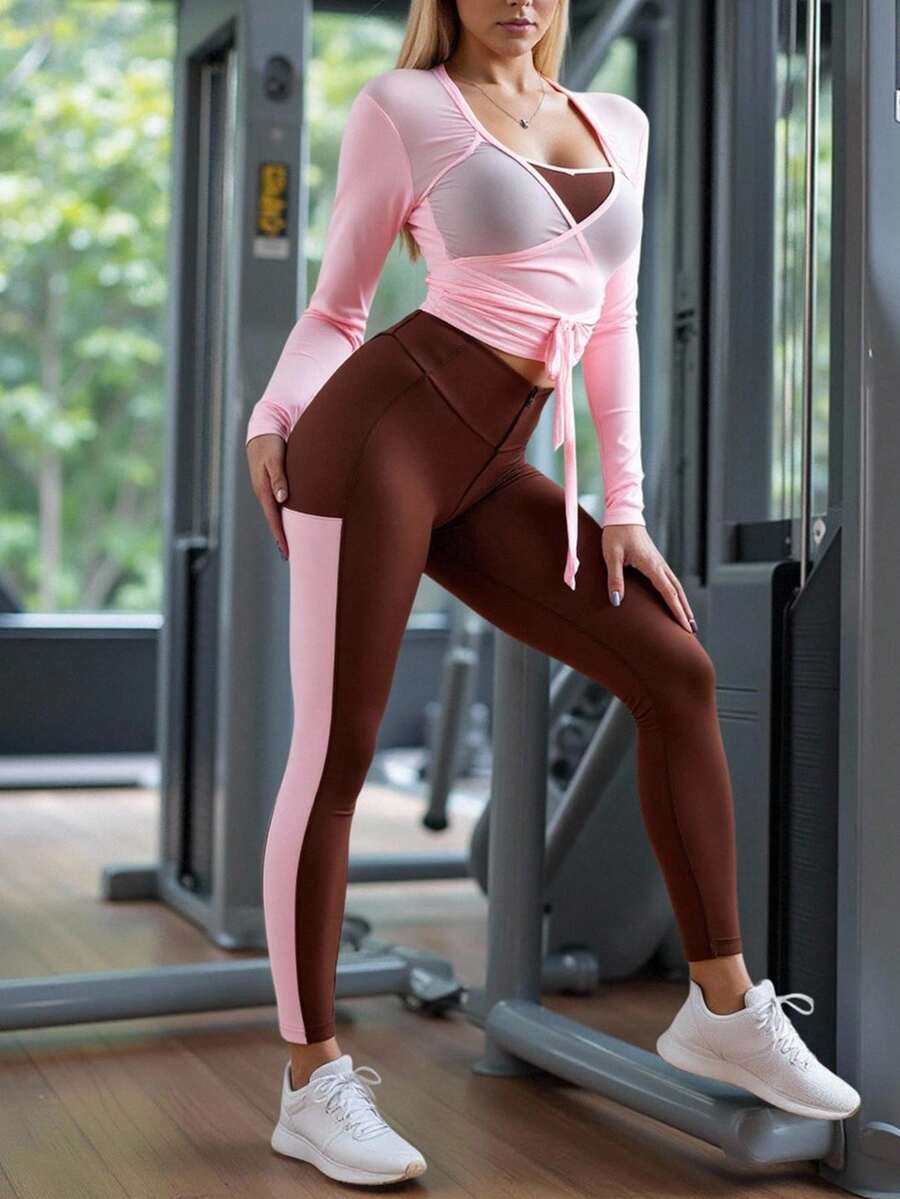 Innovista 芭蕾风格网眼三件套女士套装 色块对比缝线 运动套装 精致双色设计 运动服 运动装 训练透气运动短款上衣 文胸 长袖 T 恤 提臀紧身裤 手机卡口袋 下装两件套 日常瑜伽 自行车骑行 HIIT 办公室到法院 早午餐到健身房 运动休闲 运动 露背 网眼透气 镂空 有氧运动 跑步 CrossFit 户外运动 健康 TT IG 节日 Reel Ready FYP INSTA OOTD 棕粉色健身表现装备 极简主义 自然色调 干净女孩 普拉提公主 影响者时尚 百搭服装 日常穿着 耐用奢华品质 高级拉丁 欧洲柔美女孩 更年期友好 返校活力秋季健身系列平台热销 Lulu 替代品 质量、价格实惠、预算友好、健身服、体育训练、有氧运动、Gymtok 秋季 - 咖啡棕 - 查看 1