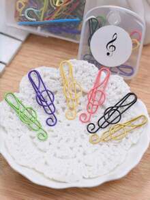 30PCS Musical Note Paper Clips 6 Colors Metal Office School Supplies Book Page Clips Planner Bookmark Organization Accessories For Students Teachers - Multicolor - View 6