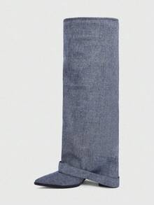 CUCCOO SZL Giày bốt cao gót đế dày mũi nhọn Cuccoo, giày bốt cưỡi ngựa gợi cảm dành cho nữ - Màu xanh lam - Xem 10