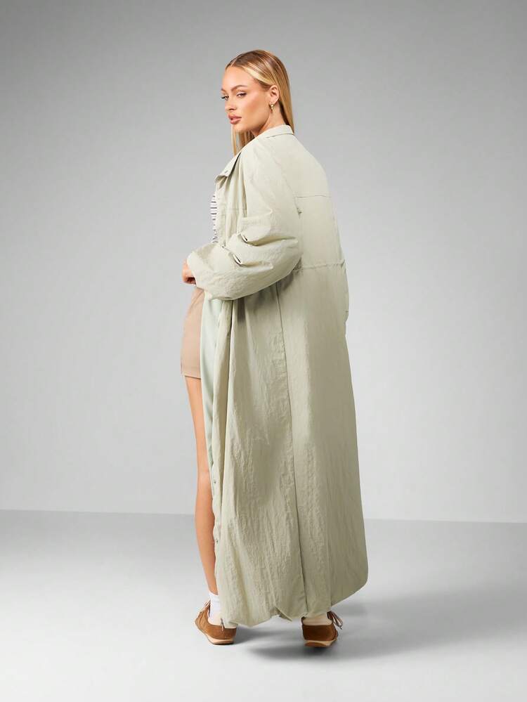 MISSGUIDED Long Oversized Windbreaker Coat With Side Pockets Christmas