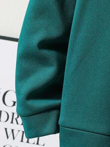 SHEIN 2 pièces/Set Sweat-shirt-shirt col rond imprimé lettre décontracté pour garçons préadolescents et pantalon de jogging doublé thermique de couleur unie épaissi