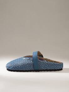 Solecia New Spring/Autumn Slip-On Flat Mule Shoes For Christmas - Blue - View 3