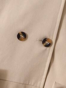 SHEIN Mädchen Lässiges Design Gewebter Fleece einfarbige Kapuzenjacke mit langen Ärmeln, Knopfverschluss, geraffter Taille, Schleifen-Dekor, modisch vielseitig, süß minimalistisch