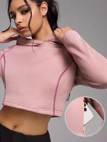 Innovista Contrast Trim Hooded Casual Versatile Long Sleeve Sweatshirt Fall New Style Women Utilitarian Chic, Cozy/Winter Layering - Grey - View 11