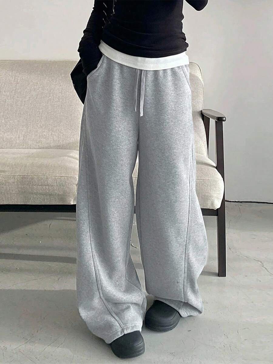 SHEIN 女士碎花印花松紧腰宽松休闲筒裤，带口袋