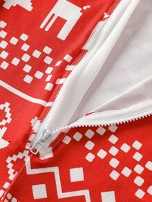 Ensemble pyjama à col ras du cou tricoté avec motifs blocs de couleurss de flocons de neige, rennes, sapins de Noël et motifs géométriques, manches longues et leggings pour jeune garçon. Tenues assorties pour frères et sœurs, automne/hiver - Multicolore - Voir 7