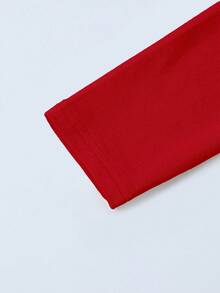 INAWLY 女式红色长袖修身休闲圆领T恤 - 紅色 - 查看 5