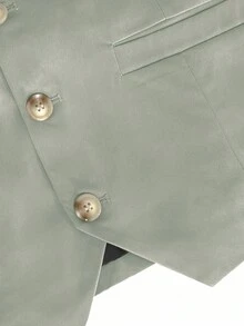 Calvornis Men's Solid Color V-Neck Vest And Pants Casual Suit Set - Green - View 6