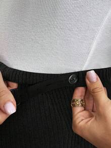 SHEIN Fall Clothes,Autumn Clothes,Maternity Autumn/Winter Clothes Maternity  Straight Leg, Wide Leg, Casual, Elegant, Maternity, Comfortable Pregnancy Pants Maternity Pants Maternity Clothes Pregnancy Clothes Flared Leggings For Women - Black - View 6