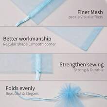 50 件欧根纱礼品袋、珠宝袋、带抽绳的小网袋，适用于包装、珠宝、小礼物、婚礼情人节 - 藍色 - 查看 5