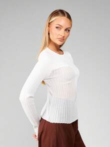 MISSGUIDED Winter Ribbed Knit Turtleneck Long Sleeve Fitted Sweater Pullover Feminine Basic Essential Layering Top Casual Minimalist Classic Design - Beige - View 1
