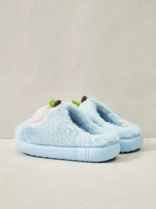Cuccoo 秋冬款可爱苹果毛绒家居拖鞋 - 藍色 - 查看 4
