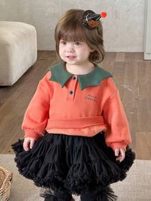 DAZY Toddler Girls' Cartoon Print Halloween Cute Korean Style Casual Long Sleeve Sweatshirt, Autumn/Winter