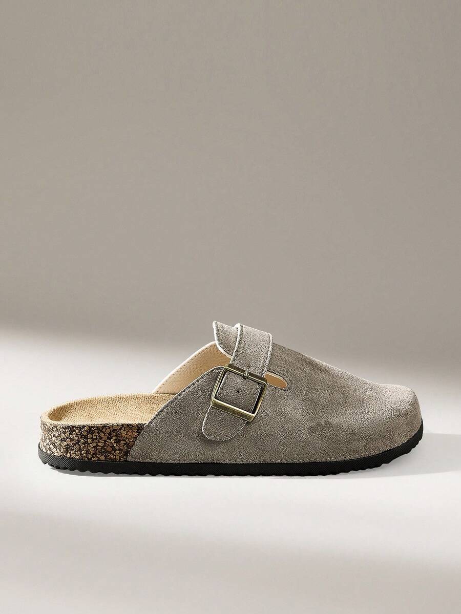 Solecia 女士时尚厚底拖鞋，圆头方扣，配套鞋子 - 淺灰色 - 查看 1