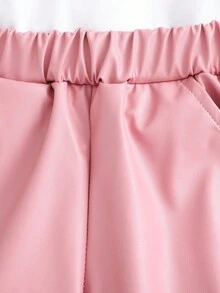SHEIN 3pcs Baby Girl Fashionable Casual Solid Color Jacket And Pants Set, Spring/Autumn - Pink - View 8