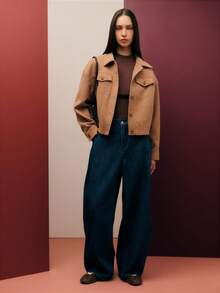 Nöista Short Brown Jacket With Button Closure, Flap Pockets And A Structured Shape, An Ideal Choice For Elegant Women's Winter Wear, Offering A Polished Layer Suitable For Formal Outfits, Christmas Events And Refined New Year Dressing. - Brown - View 6