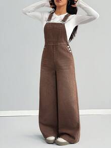 SHEIN Teen Girls Fashion Casual Y2k Vintage Brown Washed Cool Street Returns To School College Pocket Design Blue Denim Overalls For Teen Girl Clothes Teen Girls Dailywear And Teen Girl Winter And Fall Rave Outfits Festival Christmas Outfits Streetwear School Clothes,Girls Fall Winter Clothes Outfits