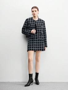CUCCOO BIZCHIC 女士秋冬时尚尖头猫跟中跟踝靴，黑色，舒适弹力修身款，适合日常、通勤、派对等场合 - 黑色 - 查看 10