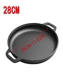 1pc Cast Iron Skillet, Non-Stick Uncoated Pancake Pan, Multi-Functional Non-Stick Cookware, Suitable For Pizza, Grilling, Pancake - Compatible With All Stoves Including Electric, Induction And Gas Stove, Ideal For Home Kitchen And Outdoor Cooking - Black - View 8