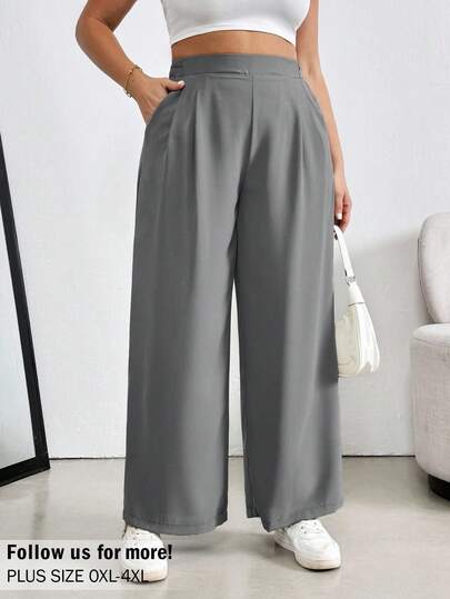 Auralis Plus Size Women's Mint Green Wide Waistband Pencil Pants