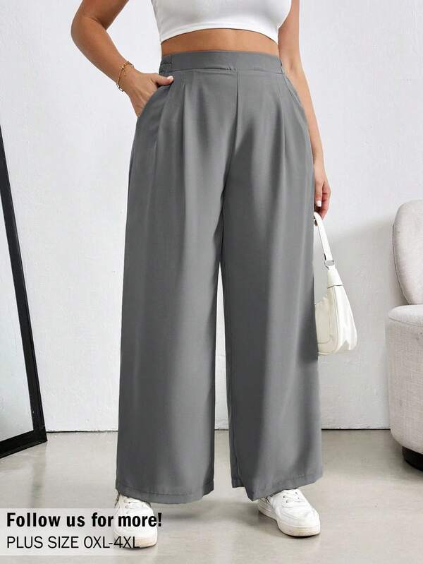 Auralis Plus Size Women's Mint Green Wide Waistband Pencil Pants