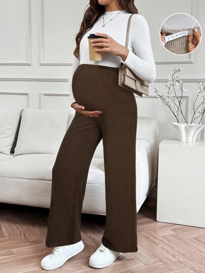 SHEIN Gerade geschnittene, weite, legere, elegante, Umstandshosen, bequeme Schwangerschaftshosen