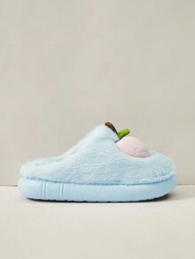 Cuccoo 秋冬款可爱苹果毛绒家居拖鞋 - 藍色 - 查看 2