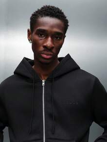 PLAYBOY X SUMWON Essential Zip Up Hoodie Casual Street Style Comfortable Full Front Zipper Classic Minimalist Design Fall Winter Outerwear Daily Wear Fashion - Black - View 4