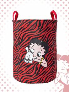 Betty Boop | ROMWE 卡通人物图案可折叠大容量收纳盒 - 紅色 - 查看 1