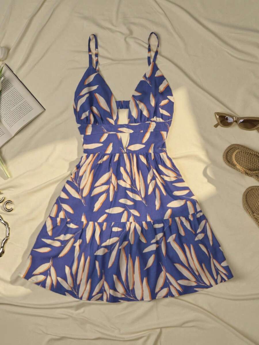 Váy ngắn họa tiết cây xanh - Nhiều màu - Xem 1