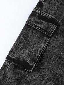 SHEIN Explorewe Tween Girls' Distressed Drawstring Waist Loose Casual Denim Cargo Pants - Grey - View 5