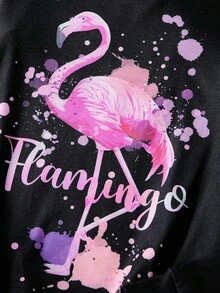 女童紧身火烈鸟印花夜光长袖T恤和紧身裤睡衣套装 - 紅色 - 查看 4