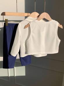 SHEIN 3pcs Baby Boy Casual Argyle Vest,White Shirt,Blue Pants Outfit,Blue And White Striped,Autumn,Casual,Matching Family,Back-To-School,Birthday,Wedding - Navy Blue - View 5