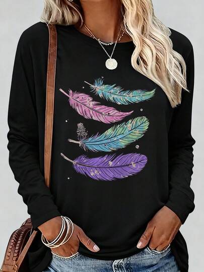 EMERY ROSE 女性用カジュアルファッショナブルな若者向けミニマリストバーサタイルルーズフィットラウンドネックイチゴプリントスウェットシャツ、秋冬