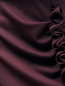 Nöista Mauve Pencil Skirt With Side Ruffle Detail, Perfect For Fall For Women. Sleek As A EventSkirt, Chic For Office Wear, And Elegant Enough To Style As A Wedding Guest Look Or Festive Summer. - Purple - View 6