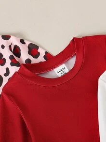 SHEIN Playful Pals 6件套女婴休闲百搭舒适可爱豹纹小猫长袖T恤和裤子3件套，面料柔软，适合居家和户外，性价比高 - 彩色 - 查看 3