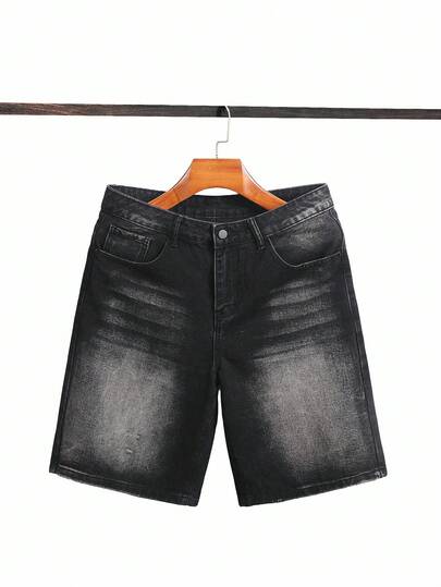 Chillumni 男士休闲水洗牛仔短裤，夏季