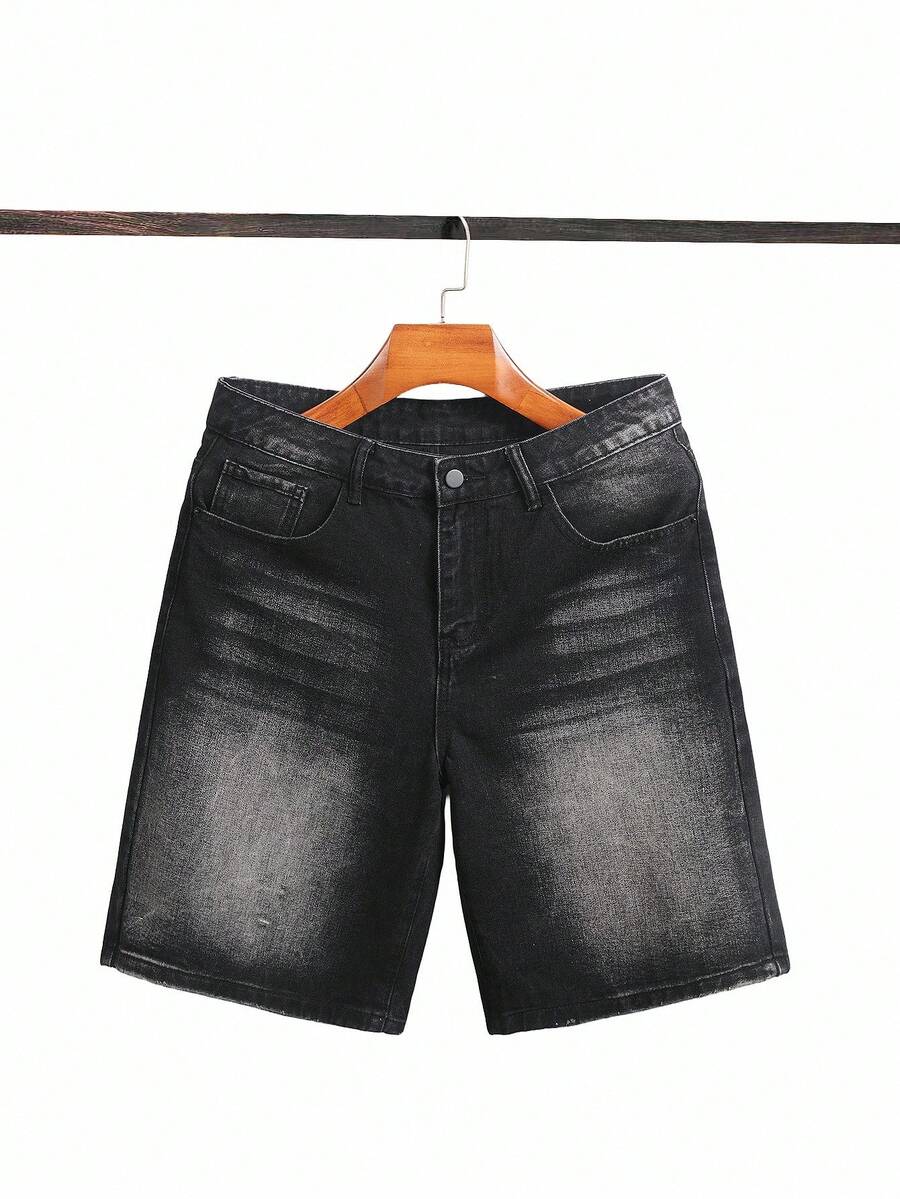 Chillumni 男士休闲水洗牛仔短裤，夏季 - 黑色 - 查看 1