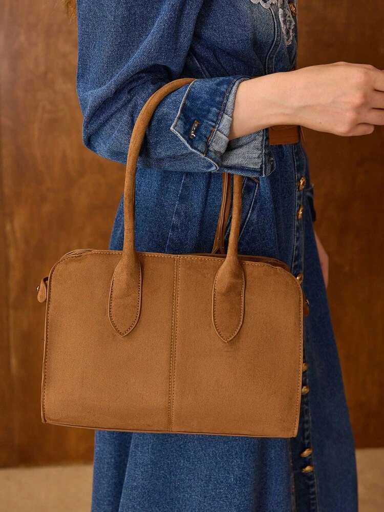 PU LEATHER SQUARE TOTE BAG