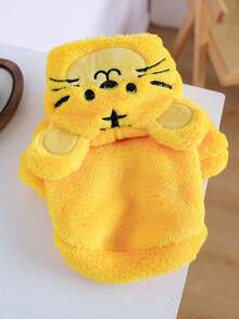 PETSIN 1件套宠物服装秋冬加厚保暖连帽衫猫狗通用服装可爱小老虎变身连帽衫 - 黃色老虎 - 查看 5